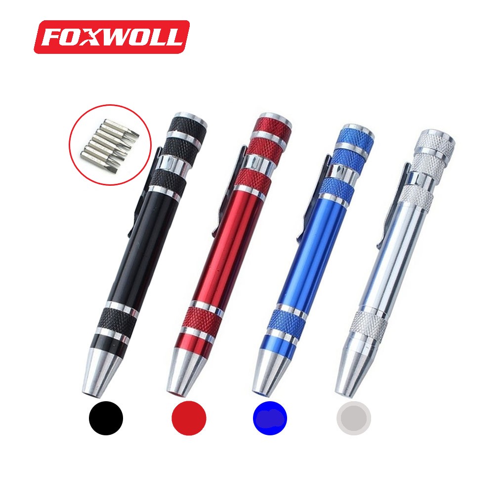 Custom Pen Screwdriver Portable with 8pcs Screwdriver Bits-foxwoll