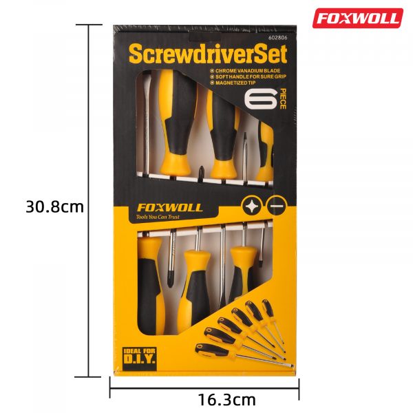 6pcs Screwdriver Set with Phillips and Slotted Screwdriver- foxwoll